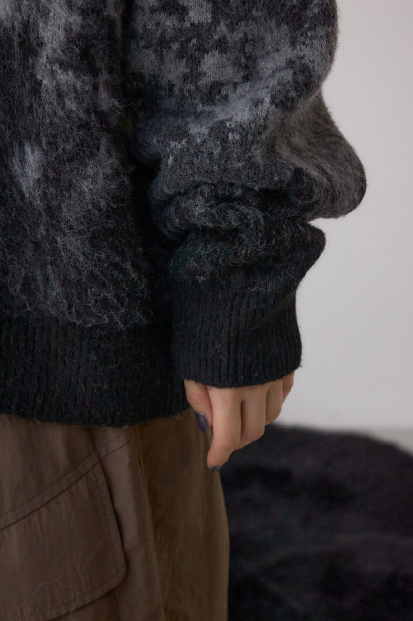 グラデーションジャガードニット 柄BLK FREE