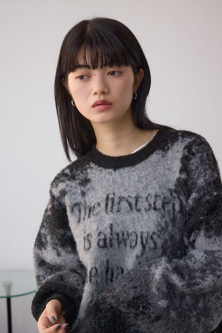 グラデーションジャガードニット 柄BLK FREE