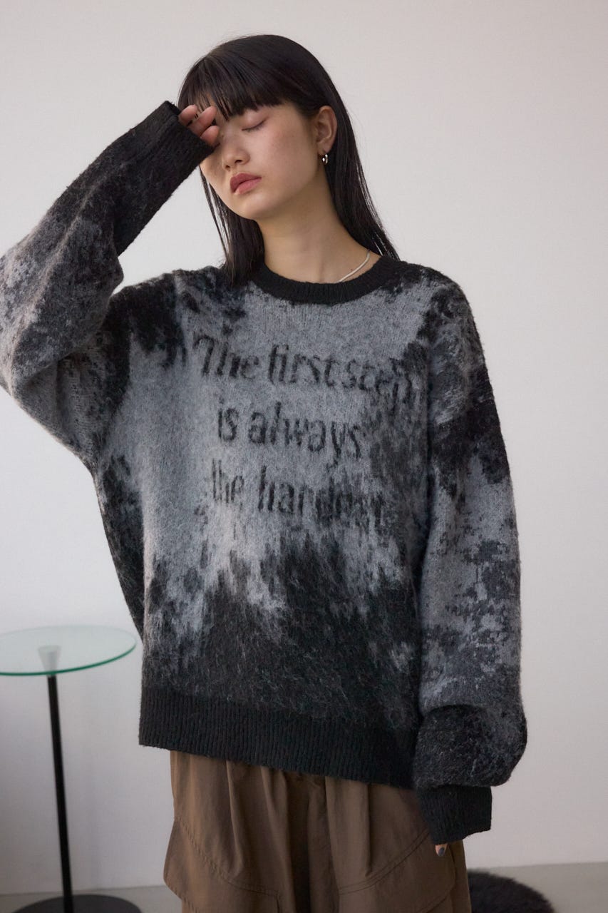 グラデーションジャガードニット 柄BLK FREE