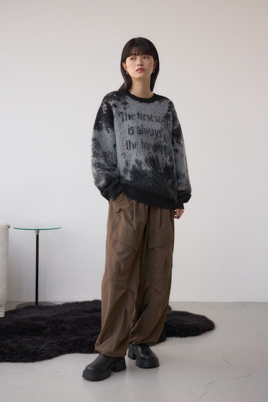 グラデーションジャガードニット 柄BLK FREE