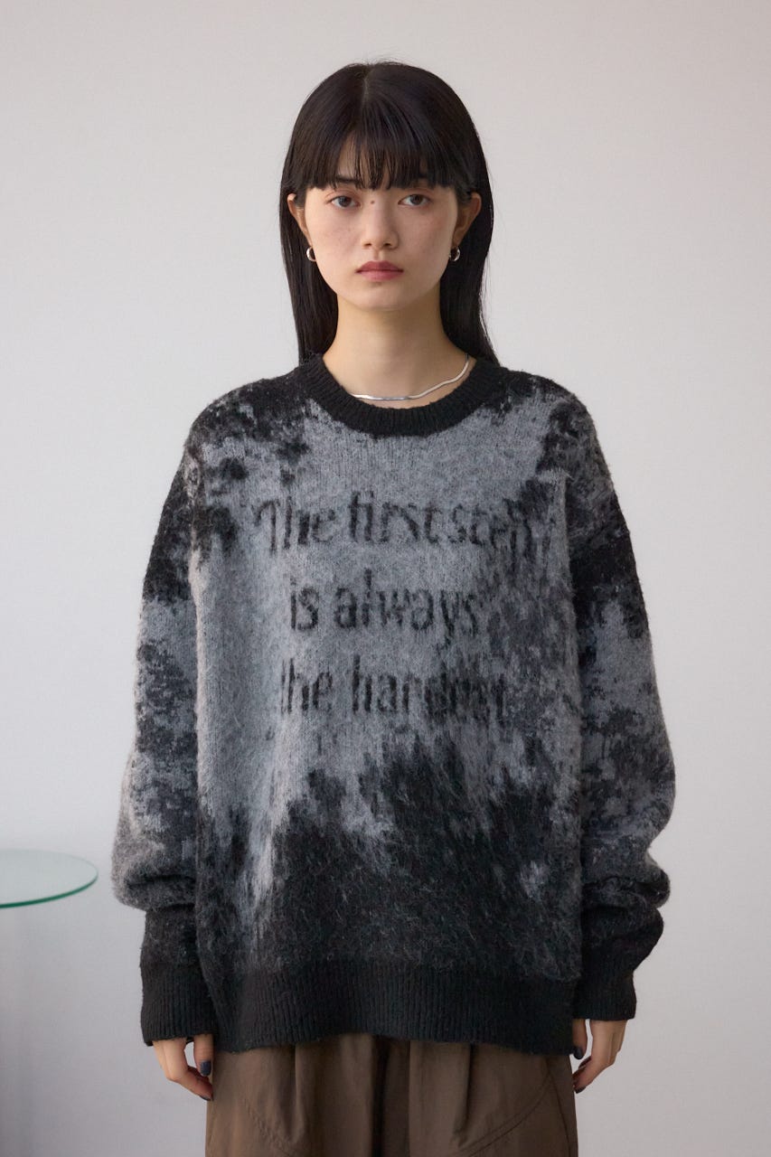 グラデーションジャガードニット 柄BLK FREE