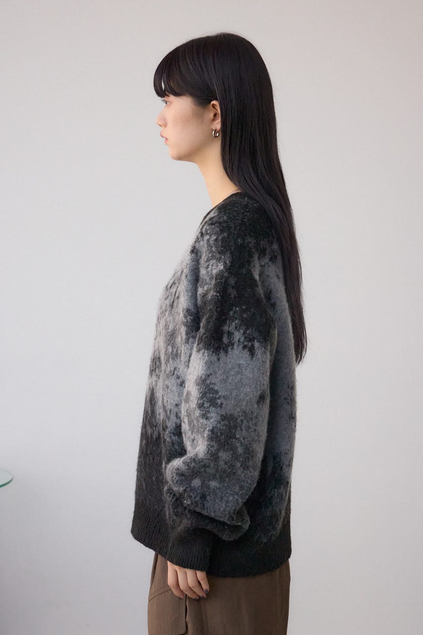 グラデーションジャガードニット 柄BLK FREE