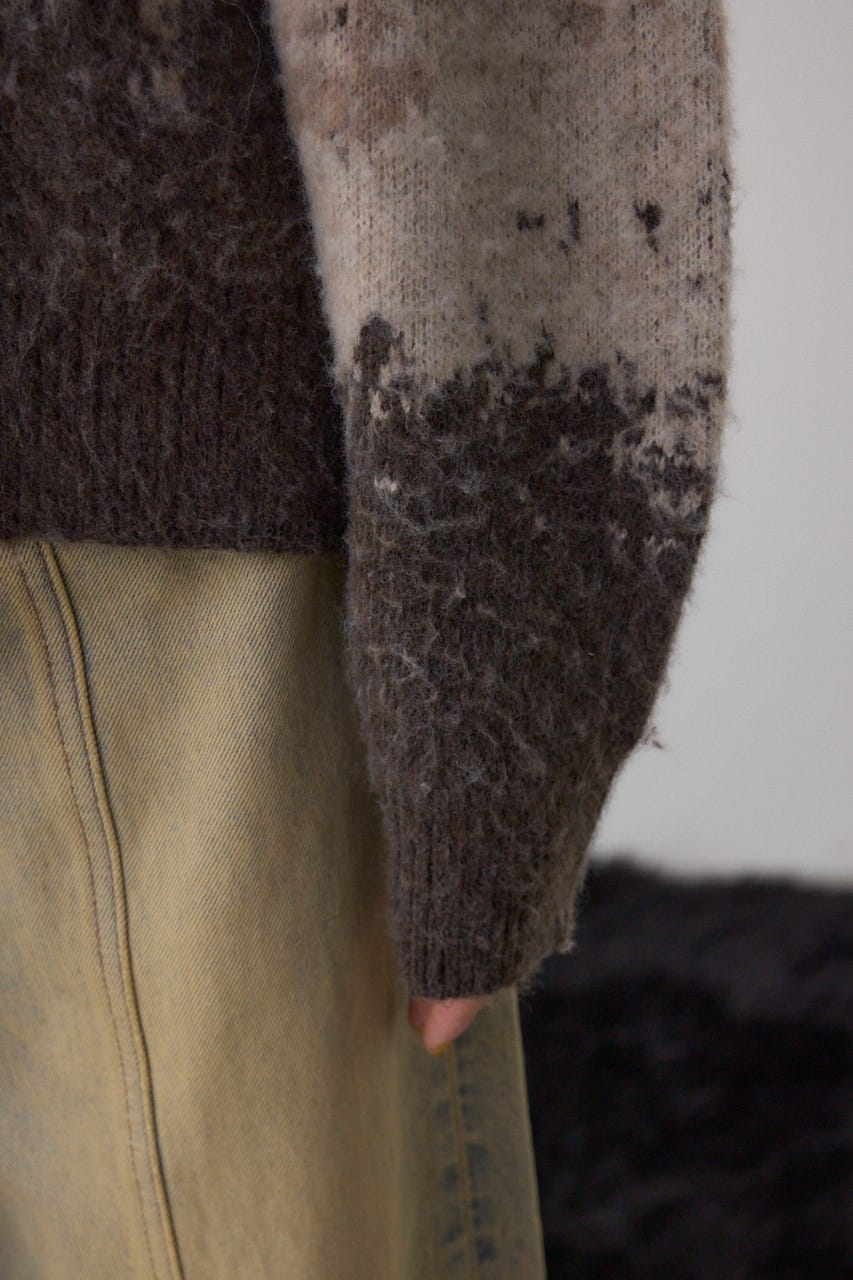 グラデーションジャガードニット 柄BRN FREE