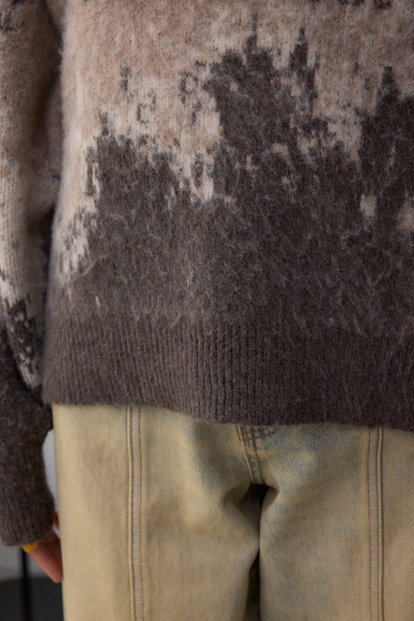 グラデーションジャガードニット 柄BRN FREE