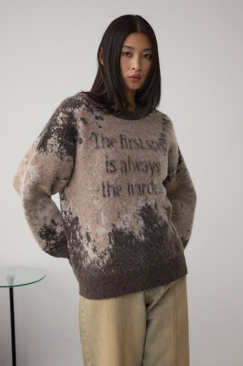 グラデーションジャガードニット 柄BRN FREE