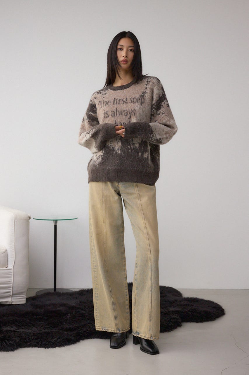 グラデーションジャガードニット 柄BRN FREE