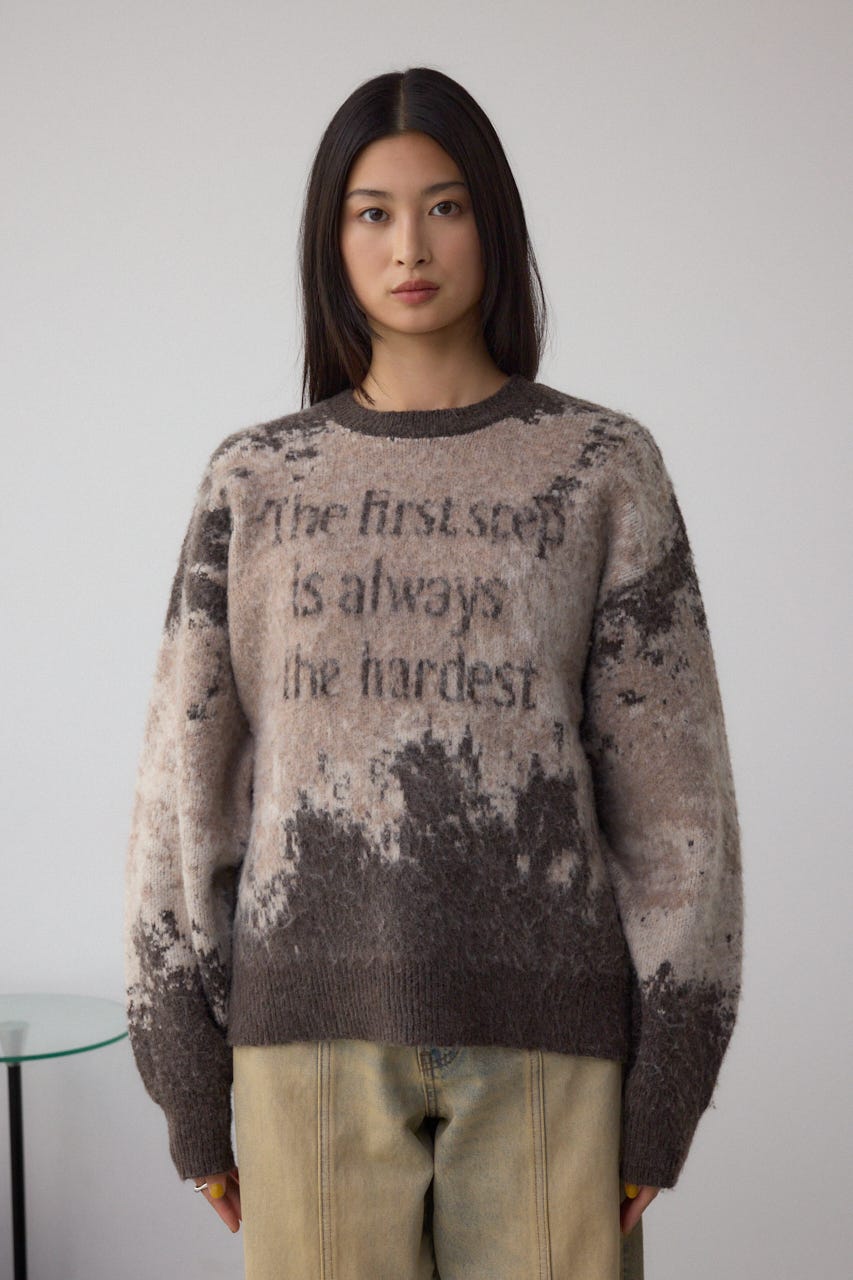 グラデーションジャガードニット 柄BRN FREE