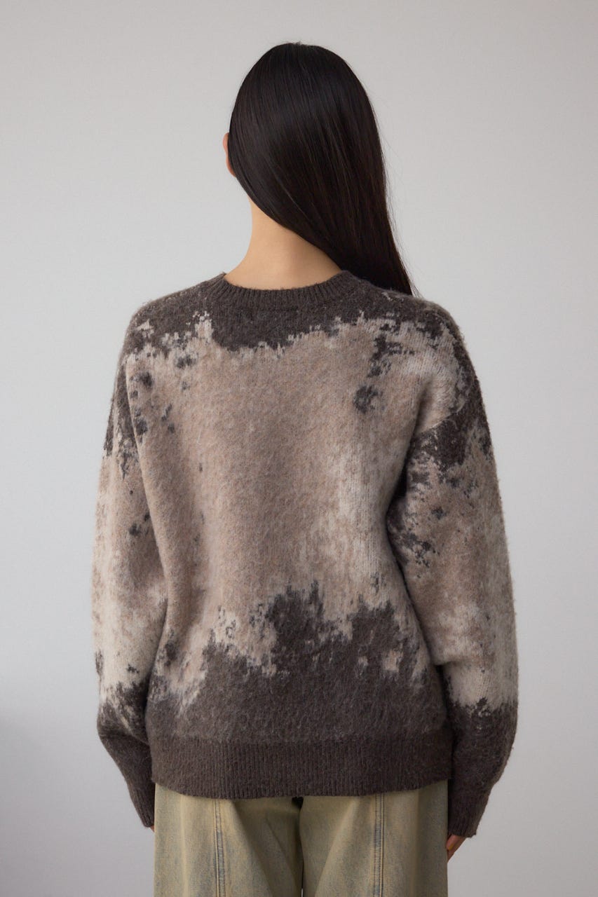 グラデーションジャガードニット 柄BRN FREE