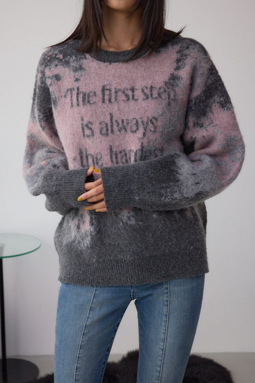 グラデーションジャガードニット 柄PNK FREE