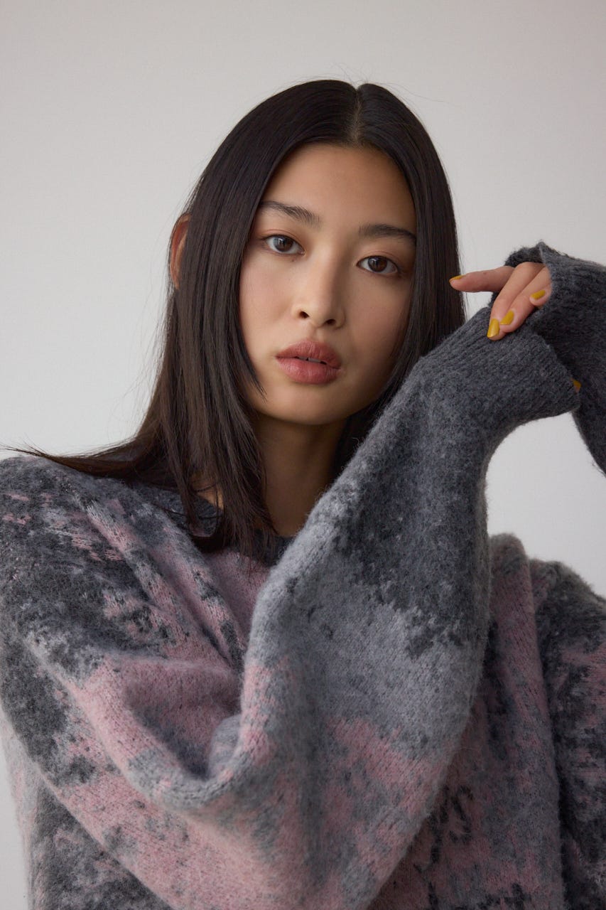 グラデーションジャガードニット 柄PNK FREE