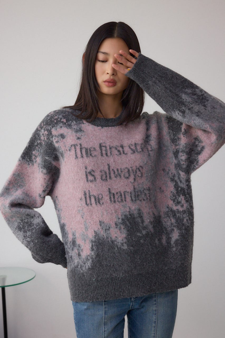 グラデーションジャガードニット 柄PNK FREE