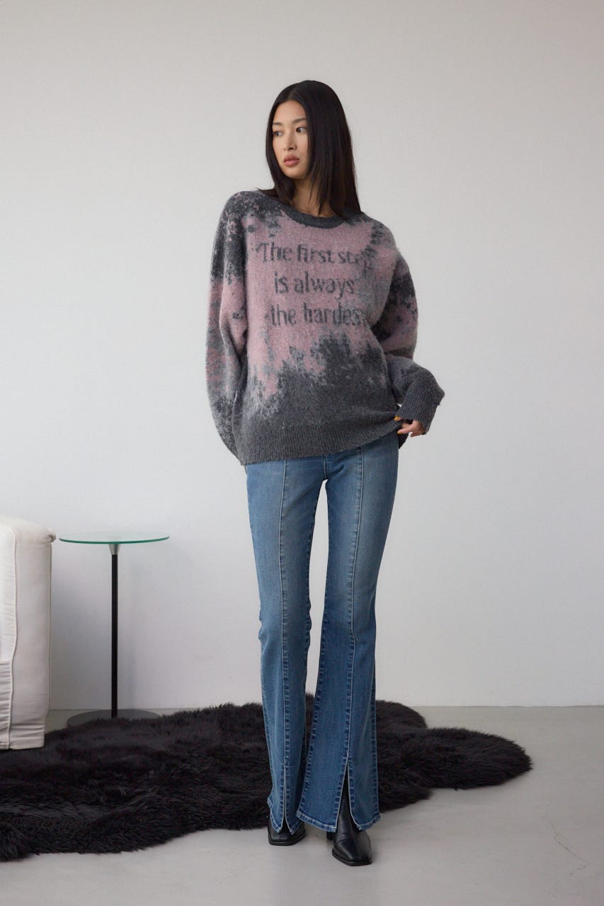 グラデーションジャガードニット 柄PNK FREE