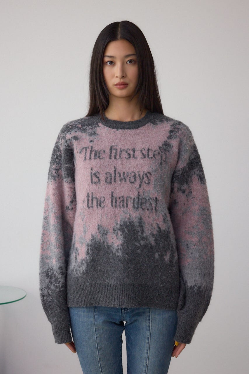 グラデーションジャガードニット 柄PNK FREE