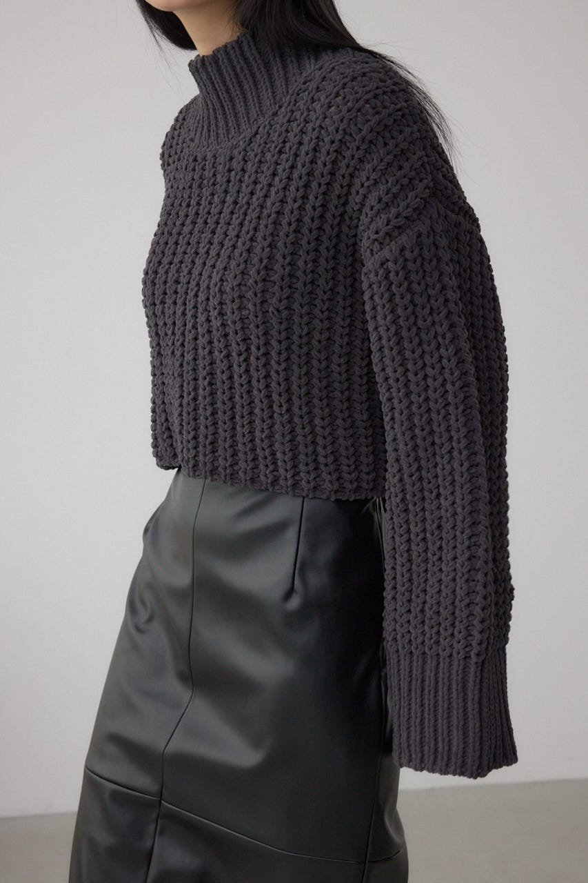 マットモールクロップドハイネックニット C.GRY FREE