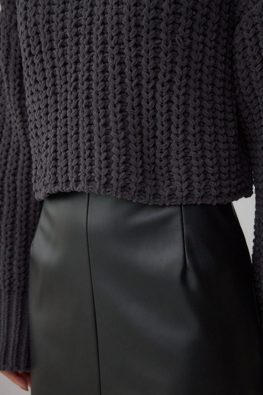 マットモールクロップドハイネックニット C.GRY FREE