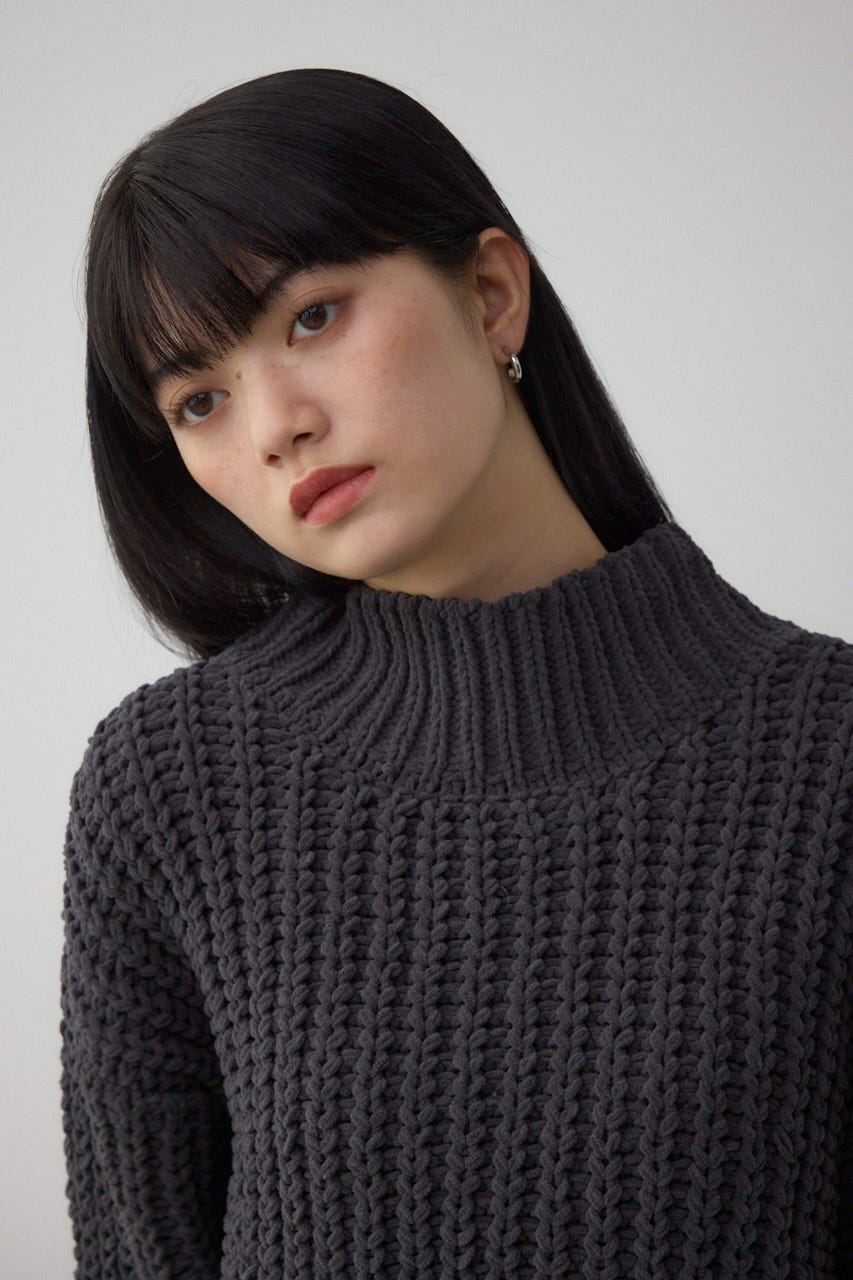マットモールクロップドハイネックニット C.GRY FREE