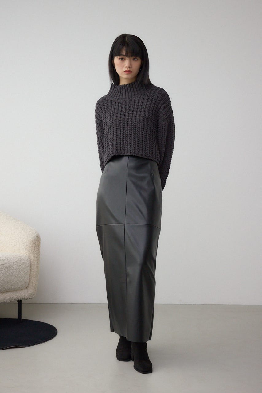 マットモールクロップドハイネックニット C.GRY FREE