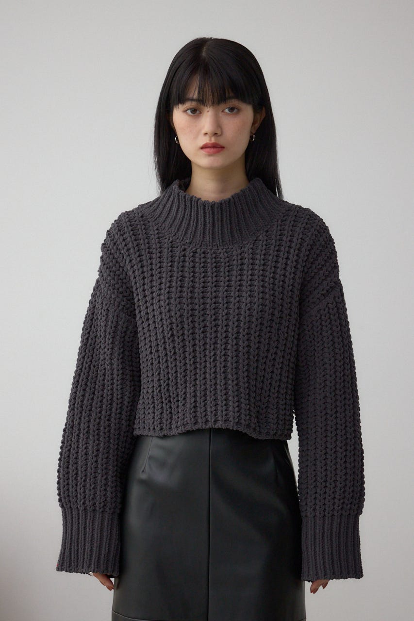 マットモールクロップドハイネックニット C.GRY FREE