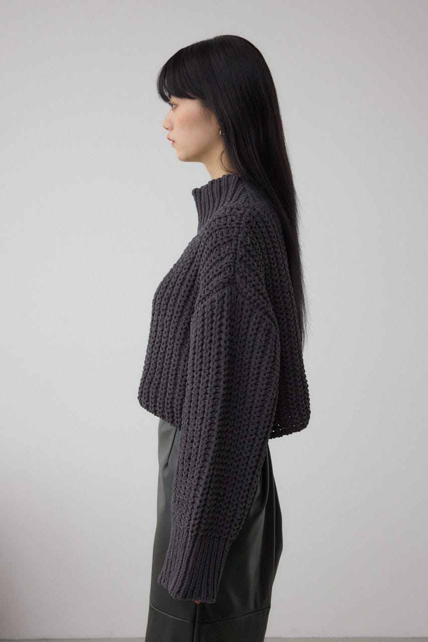 マットモールクロップドハイネックニット C.GRY FREE