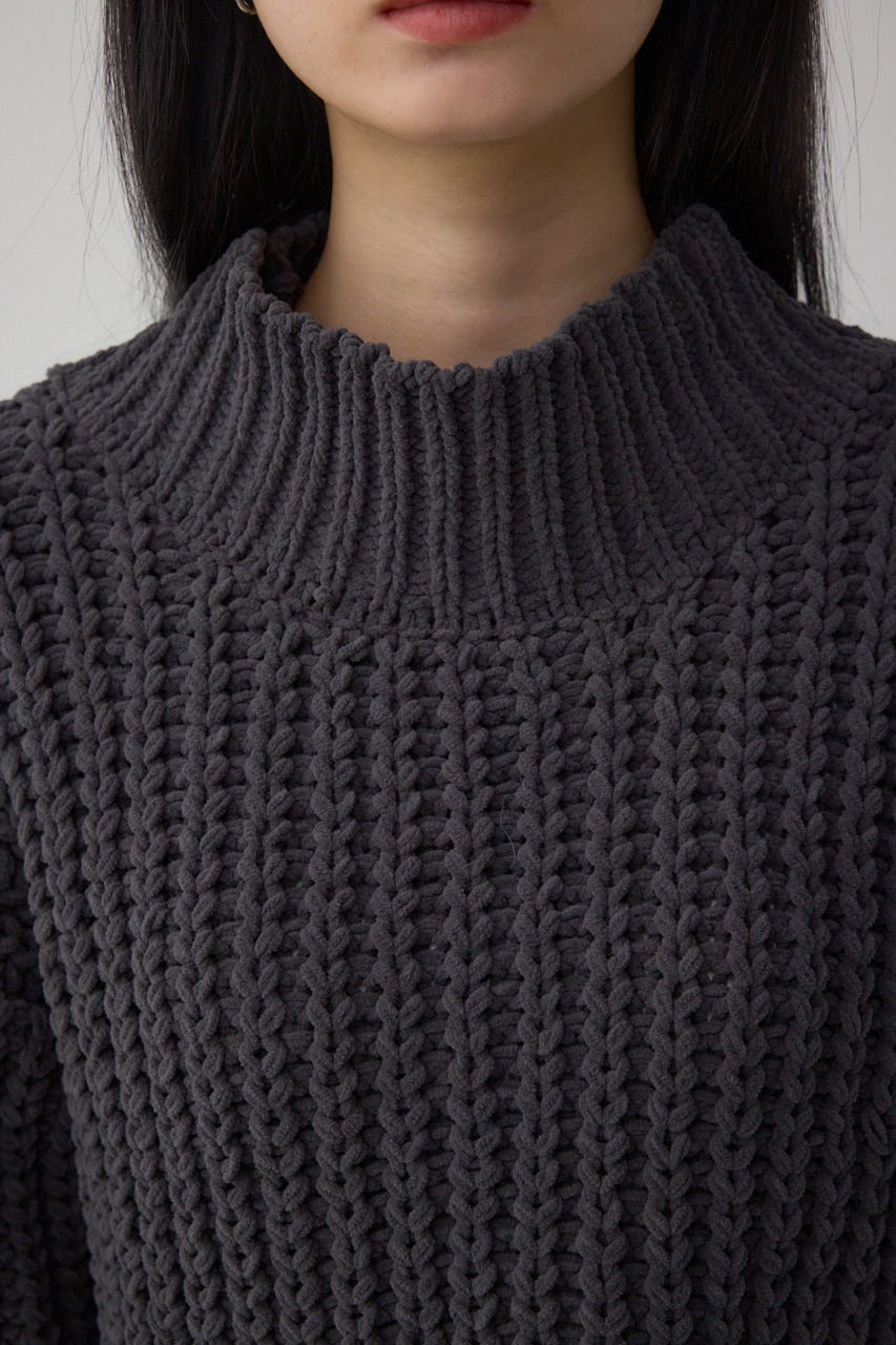 マットモールクロップドハイネックニット C.GRY FREE