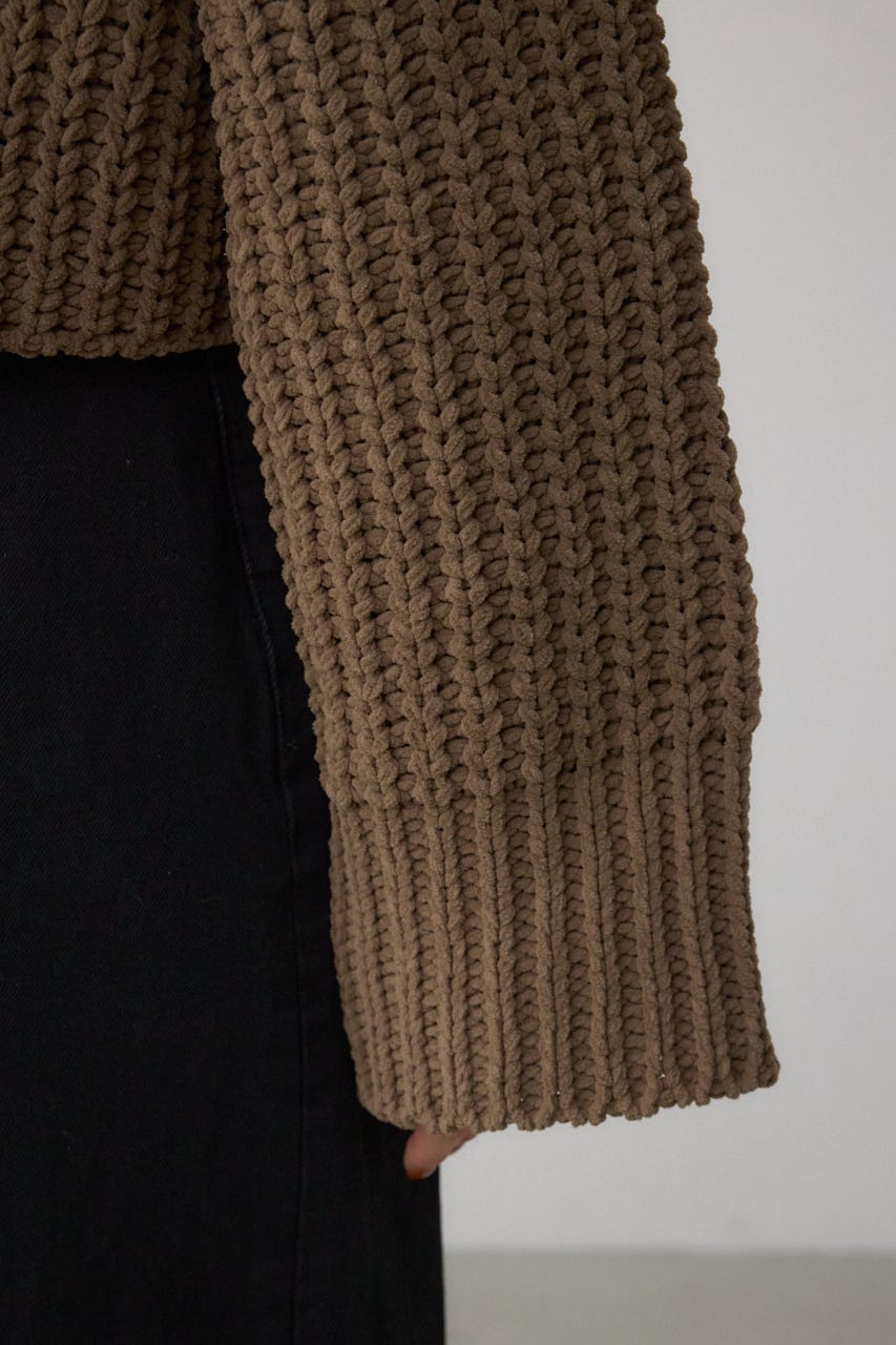 マットモールクロップドハイネックニット L/BRN FREE