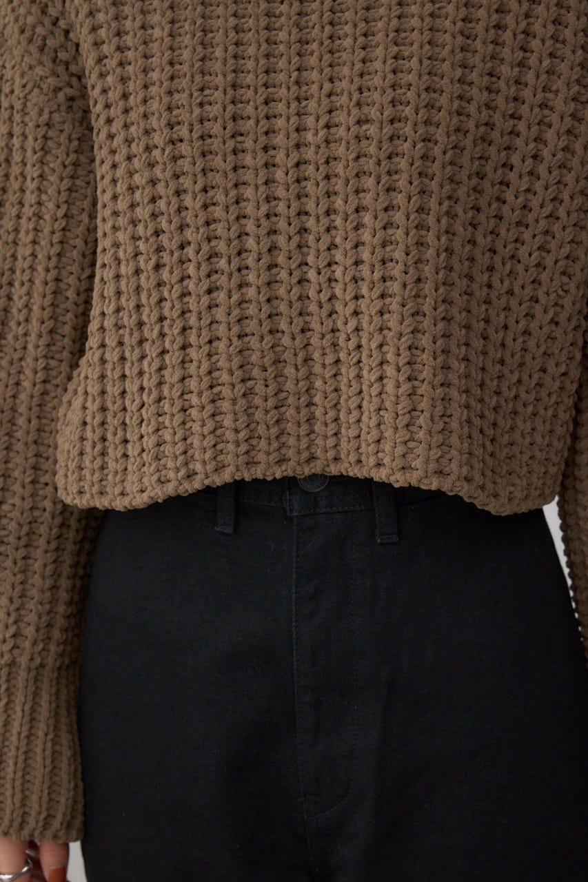 マットモールクロップドハイネックニット L/BRN FREE