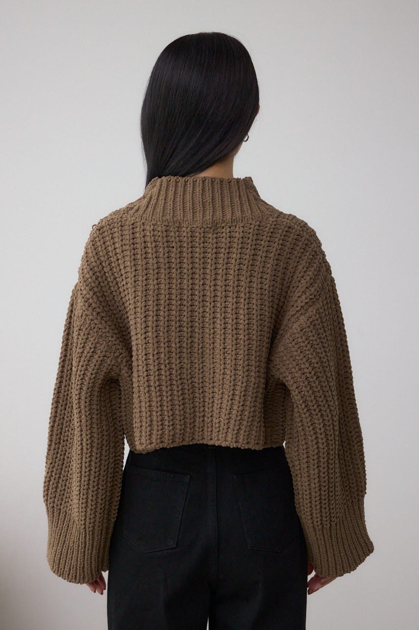 マットモールクロップドハイネックニット L/BRN FREE