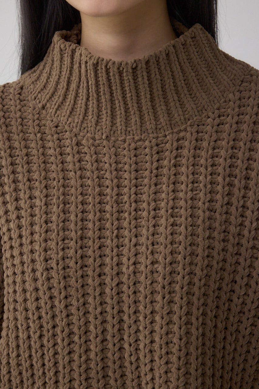 マットモールクロップドハイネックニット L/BRN FREE
