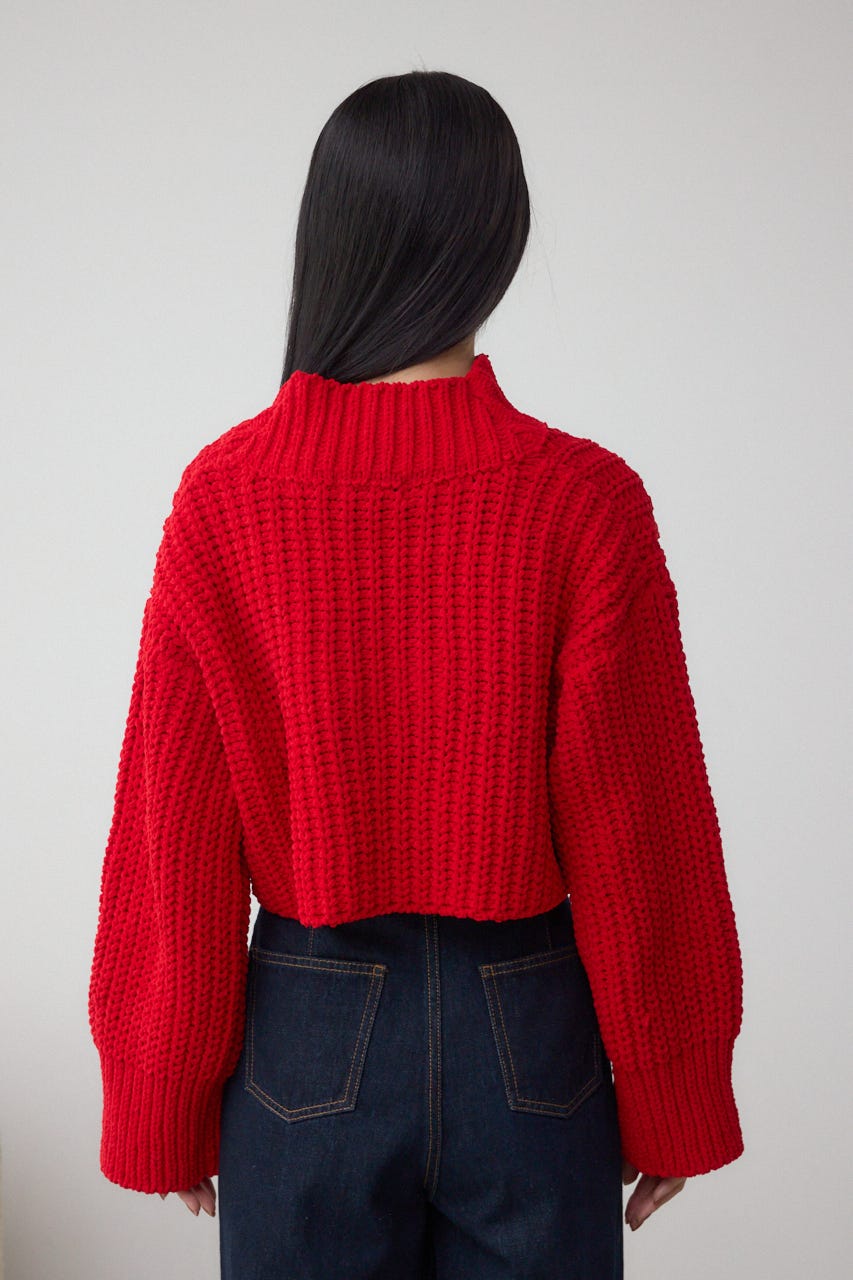 マットモールクロップドハイネックニット RED FREE