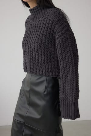 マットモールクロップドハイネックニット