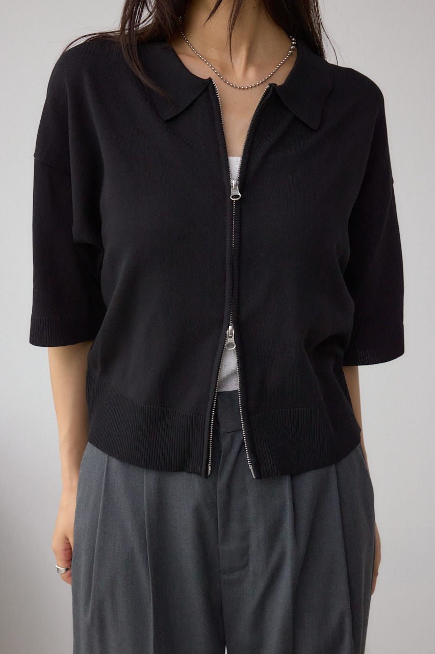 AZUL BY MOUSSY | Wジップポロカラーニットカーディガン