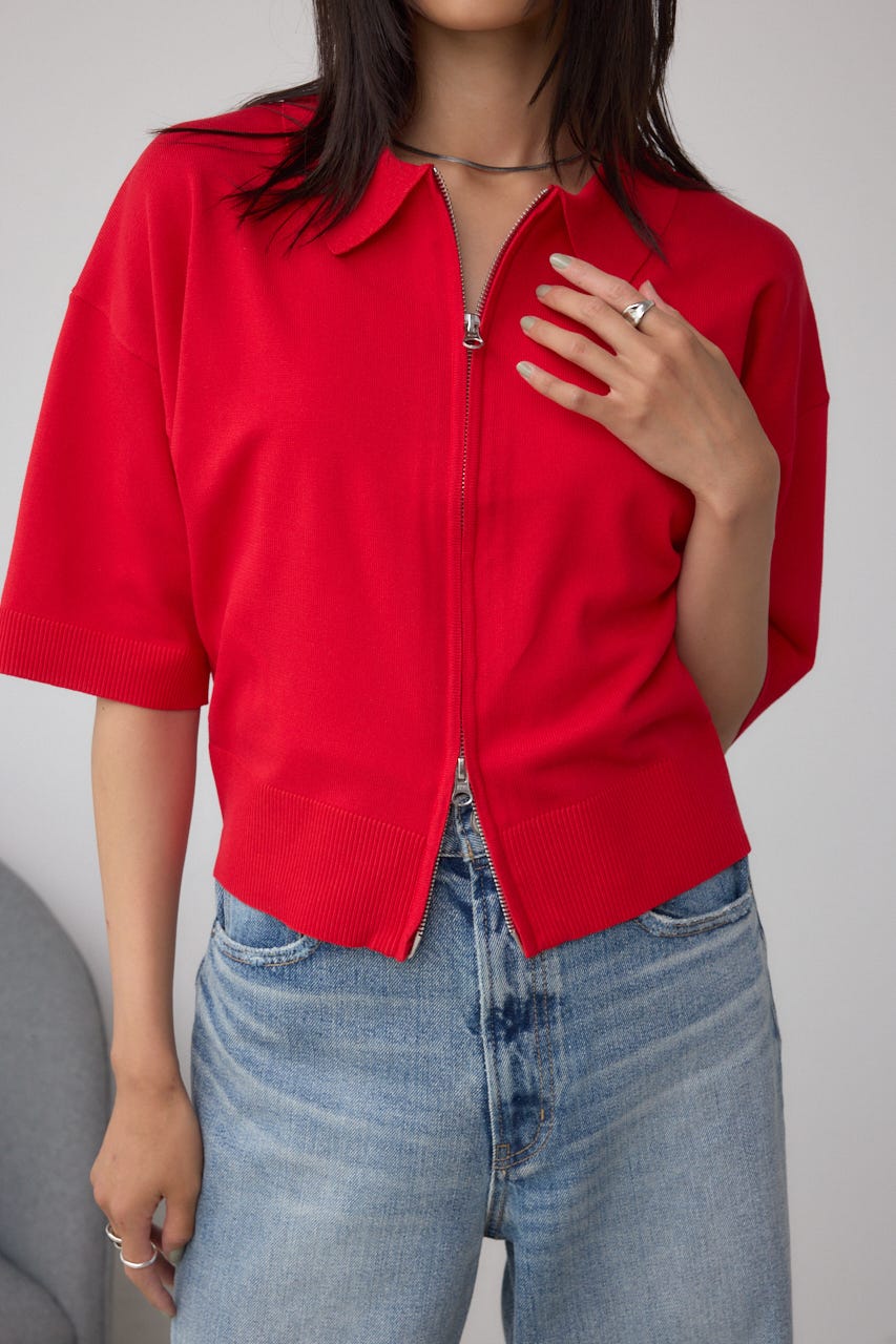 AZUL BY MOUSSY | Wジップポロカラーニットカーディガン