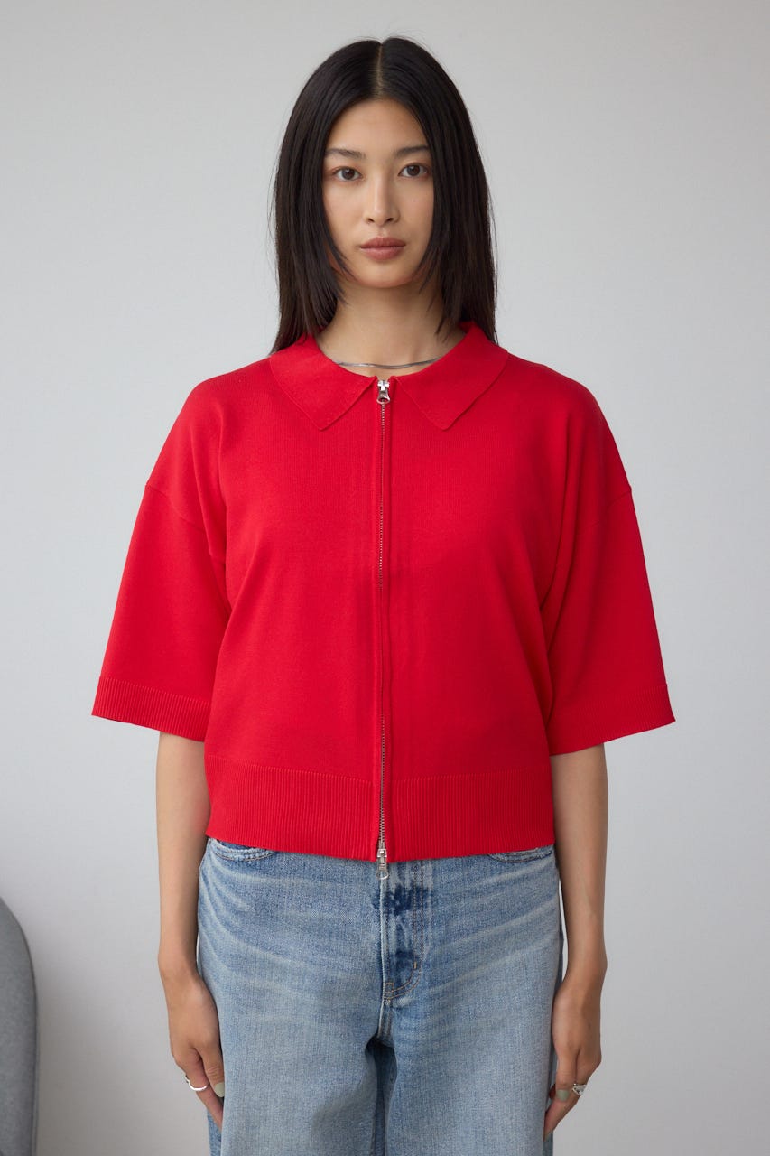 アキ出品 AZUL BY MOUSSY | Wジップポロカラーニットカーディガン