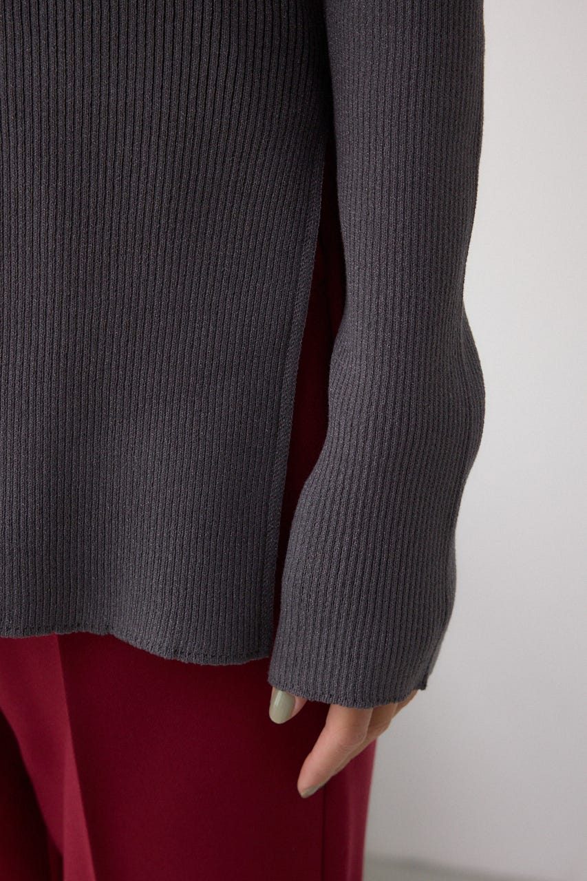 Vネックリブニットカーディガン GRY FREE
