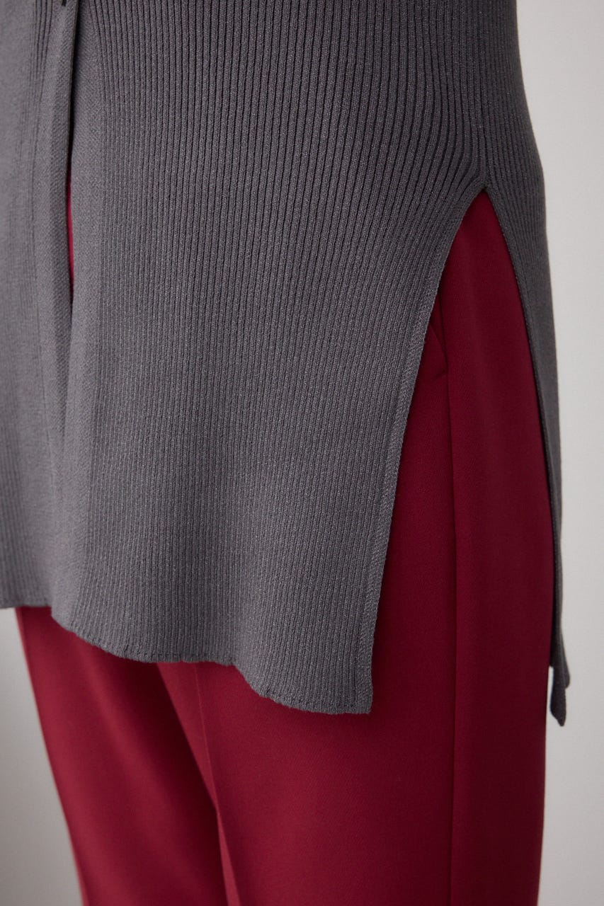 Vネックリブニットカーディガン GRY FREE