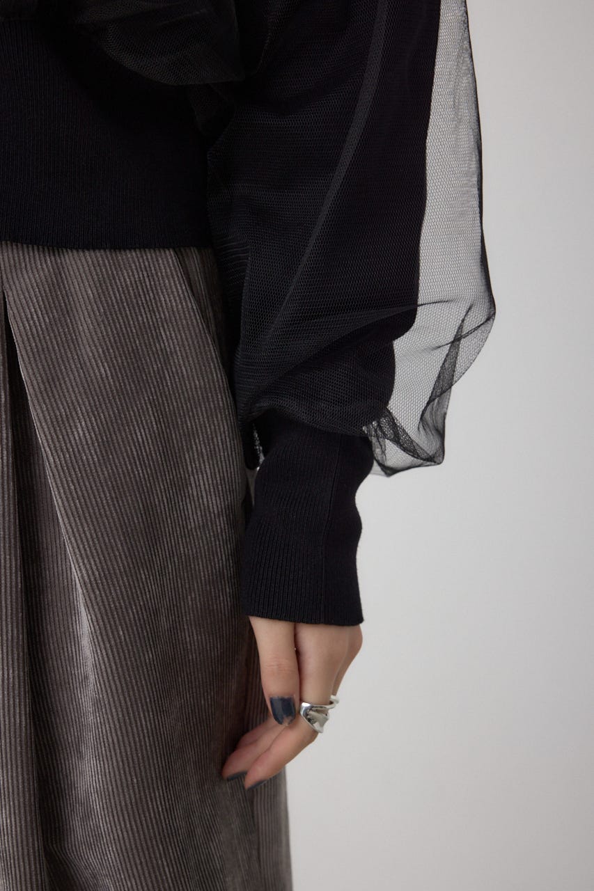 チュールドッキングニットカーディガン BLK FREE