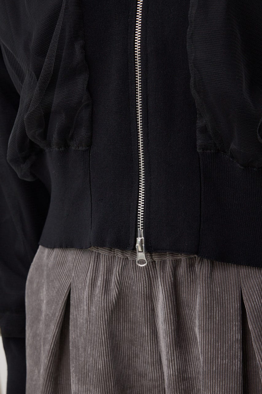 チュールドッキングニットカーディガン BLK FREE