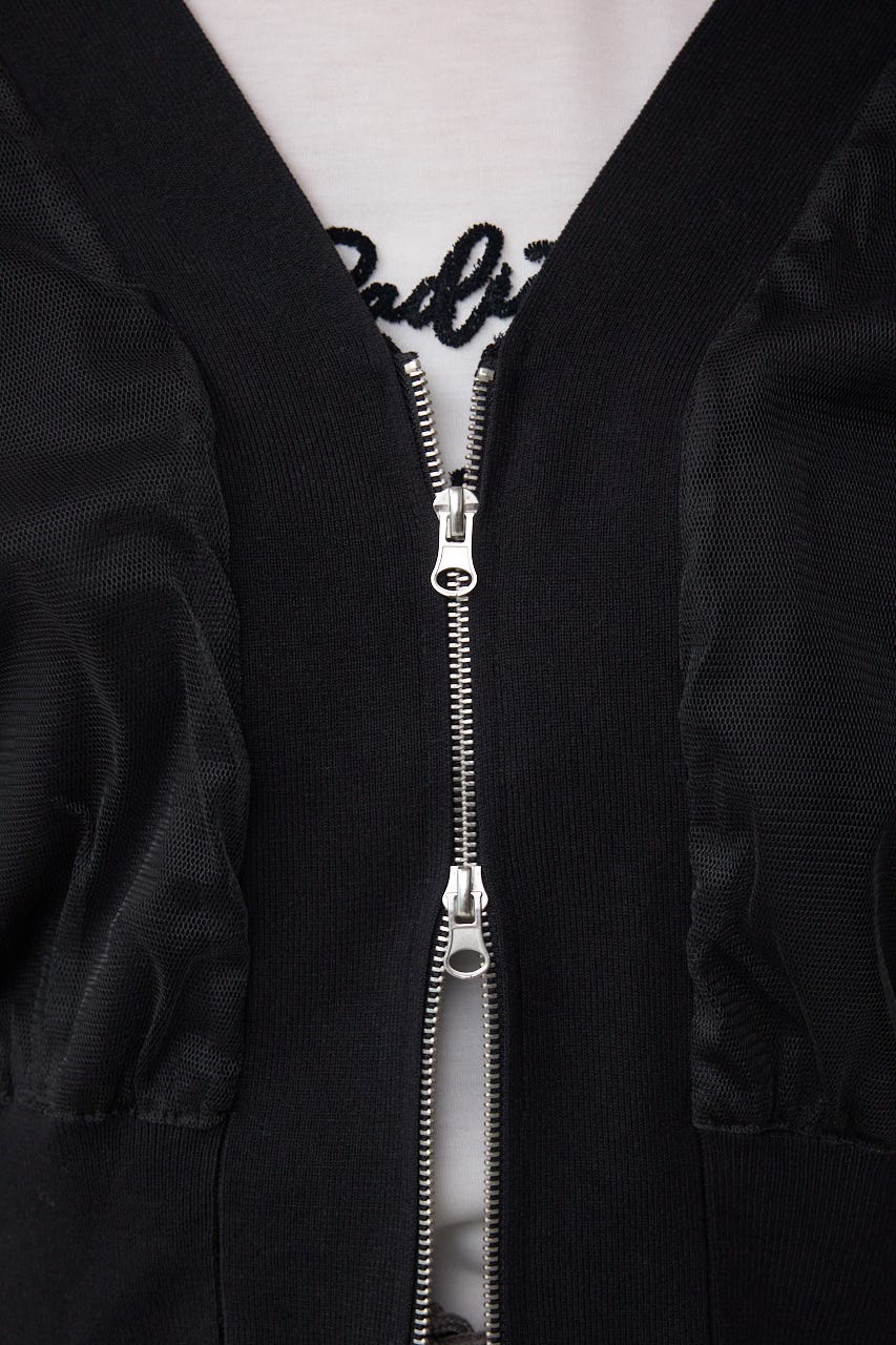 チュールドッキングニットカーディガン BLK FREE