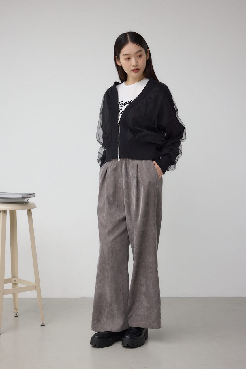 チュールドッキングニットカーディガン BLK FREE