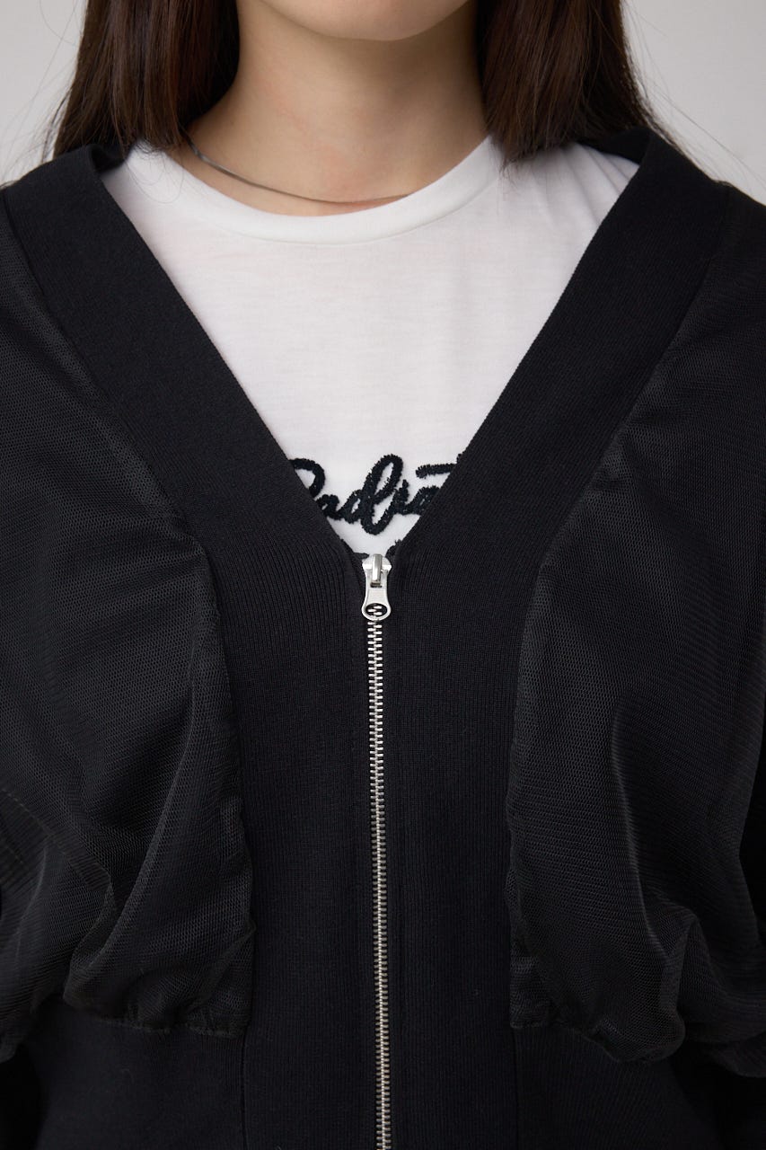 チュールドッキングニットカーディガン BLK FREE