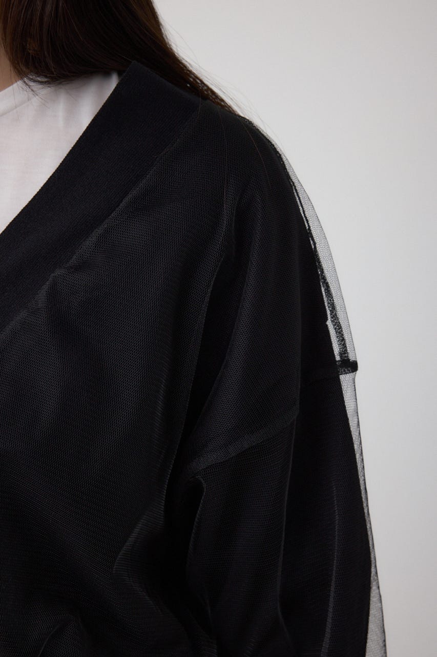 チュールドッキングニットカーディガン BLK FREE