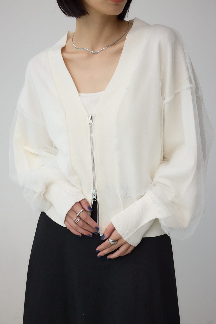 チュールドッキングニットカーディガン IVOY FREE