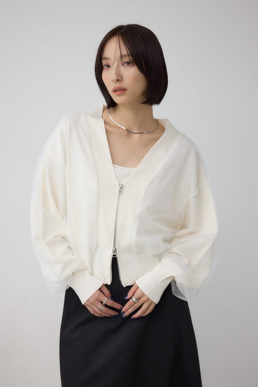 チュールドッキングニットカーディガン IVOY FREE