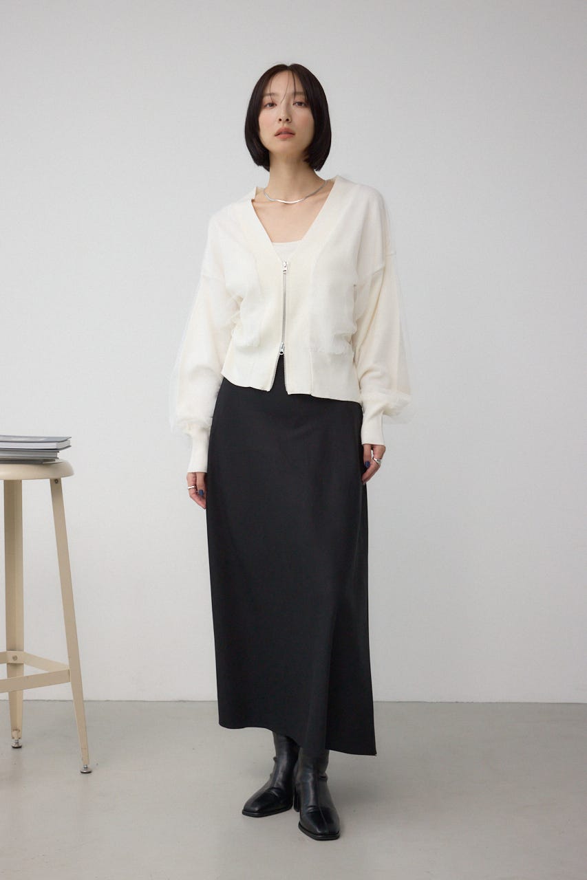 チュールドッキングニットカーディガン IVOY FREE