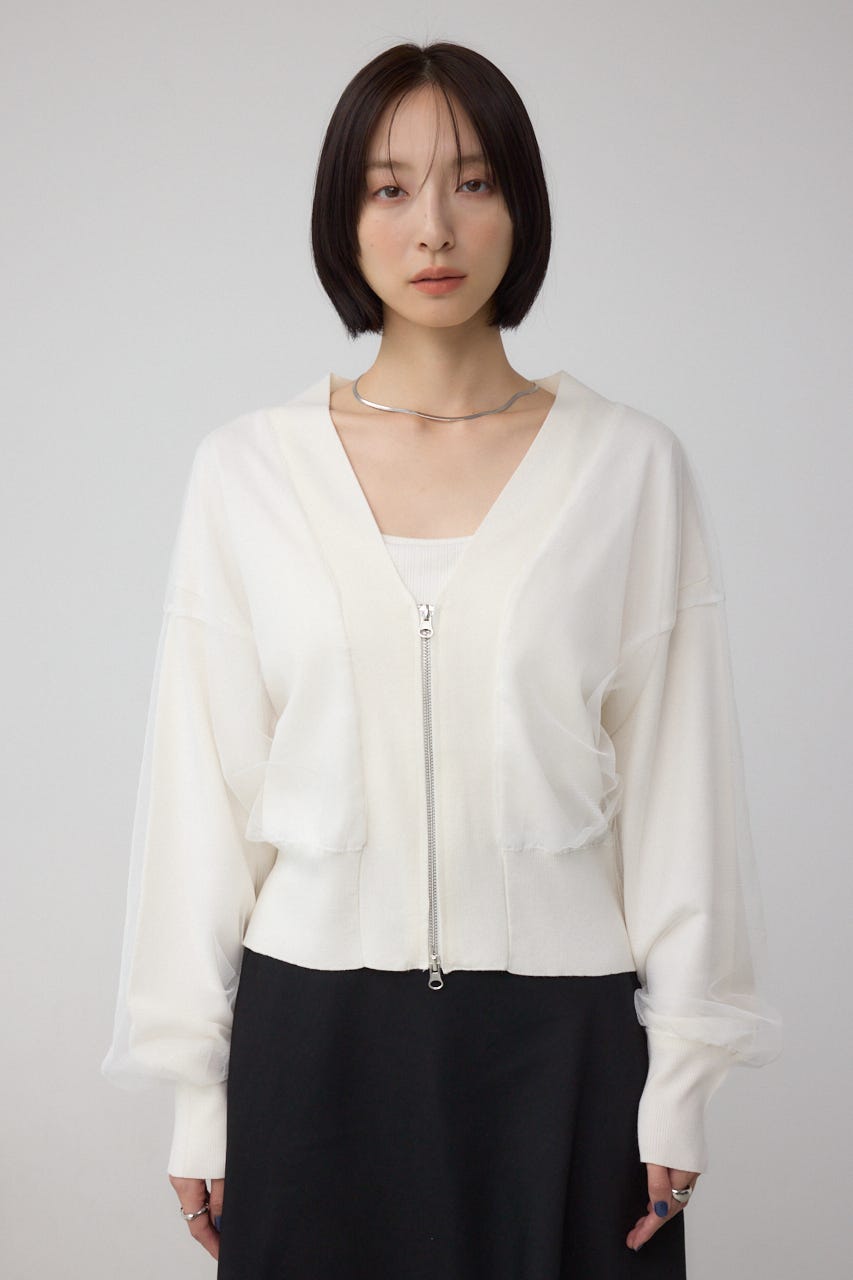 チュールドッキングニットカーディガン IVOY FREE