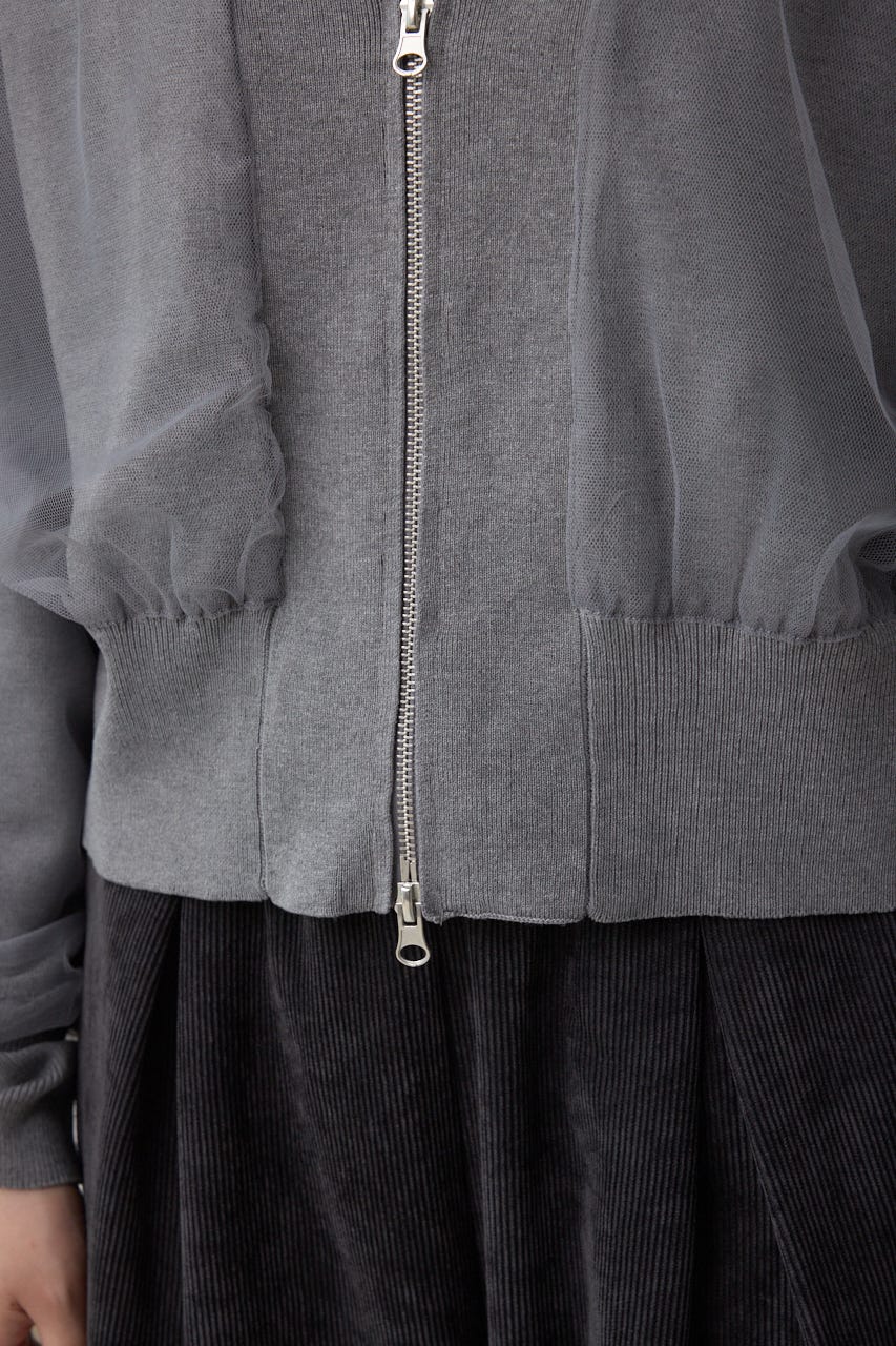 チュールドッキングニットカーディガン T.GRY FREE