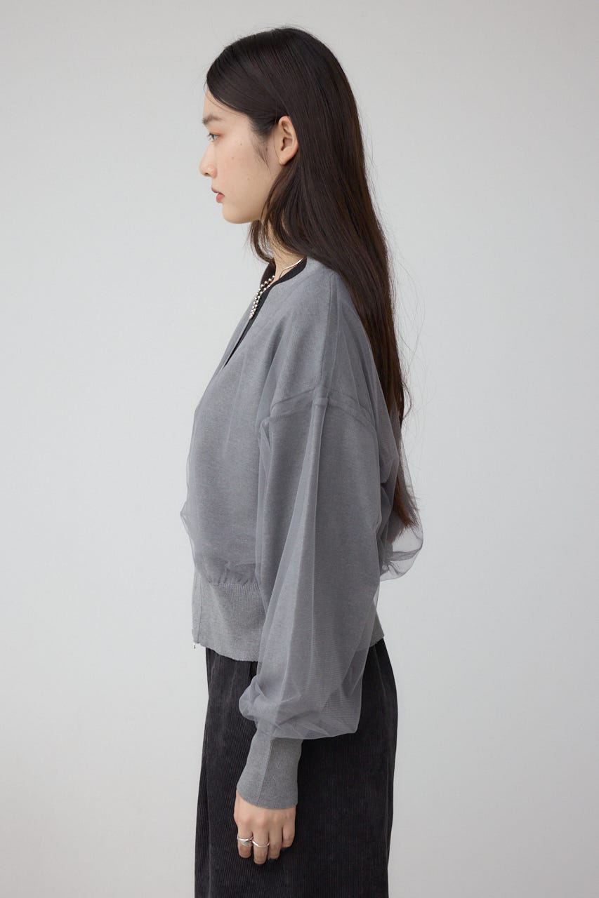 チュールドッキングニットカーディガン T.GRY FREE