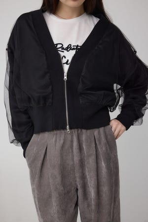 チュールドッキングニットカーディガン