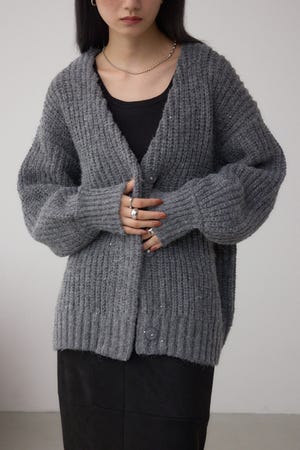 スパンコールニットカーディガン