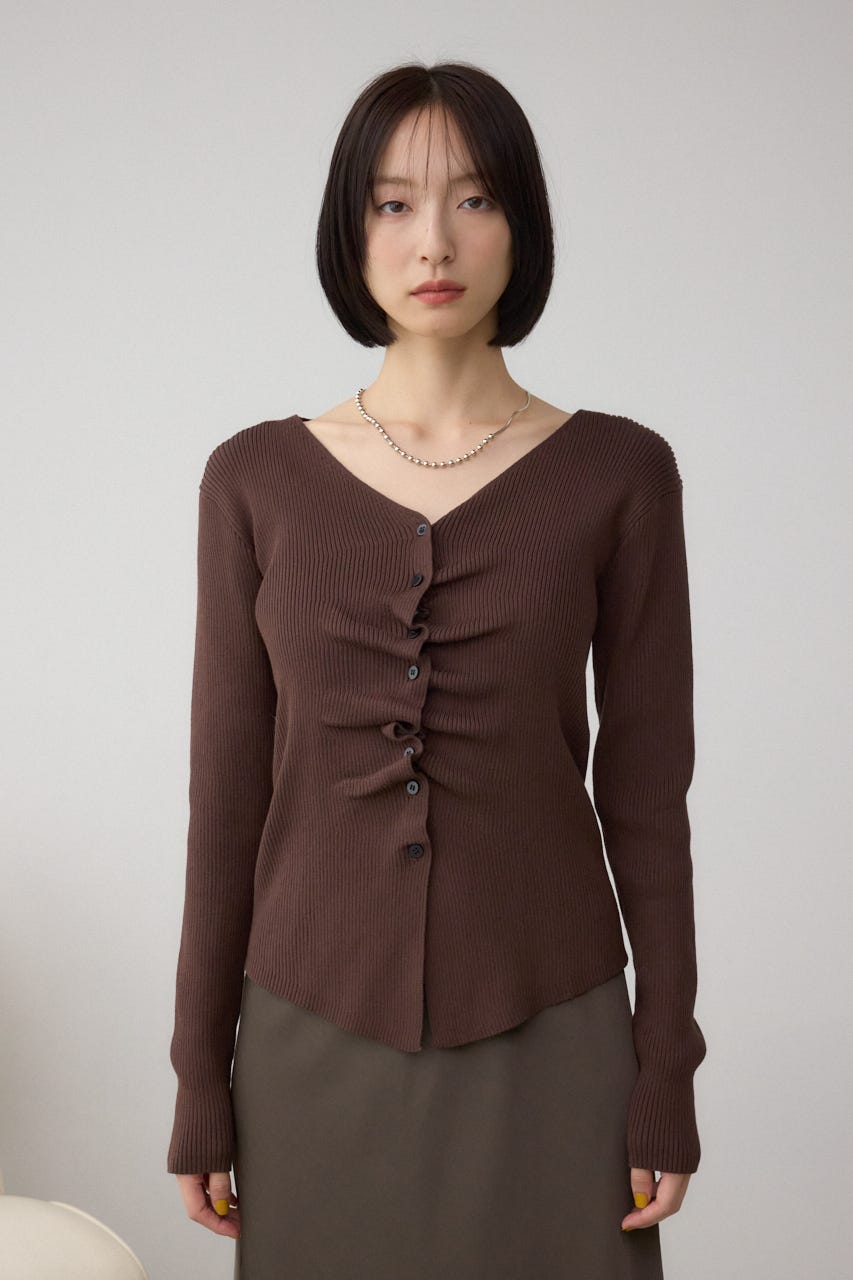 AZUL BY MOUSSY | フロントギャザーVネックニット (ニット